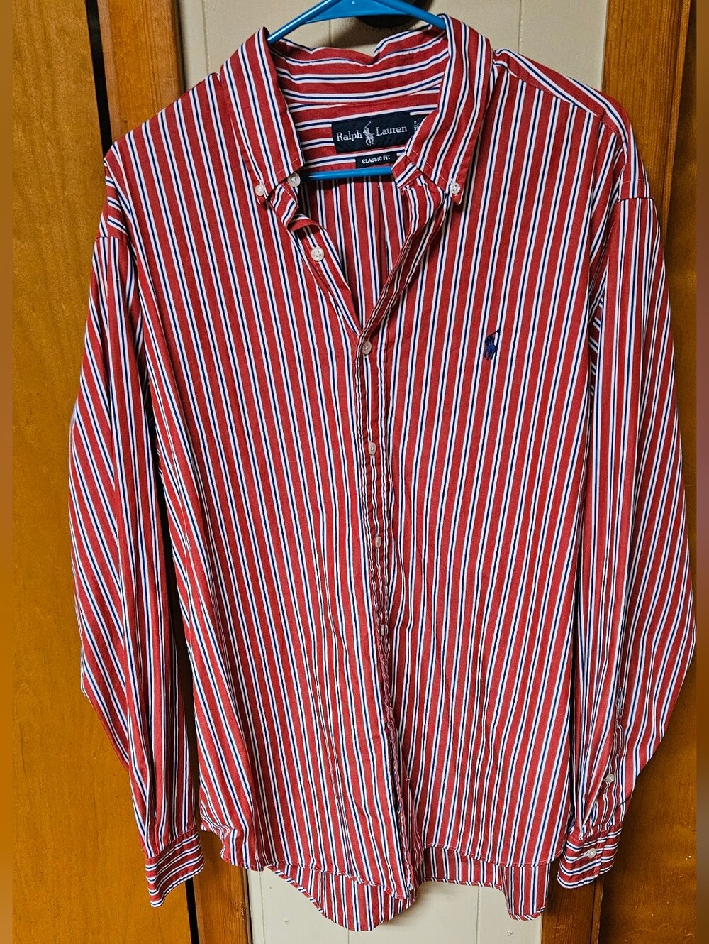 Ralph Lauren Red, White & Navy Striped Button-Down Shirt
